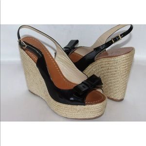 Kate spade patent leather jute wedge platforms